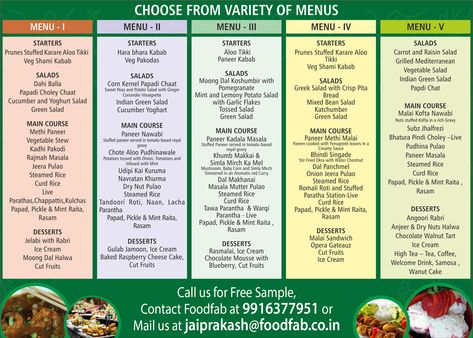 Food Fab is one of the best caterers in Bangalore serves delicious food for events. Looking for food catering companies in Bangalore? Food Fab is the best choice for catering food. Check the Menu to find out what are the items in the store. #caterersinbangalore #cateringservicesinbangalore #cateringmenu South Indian Wedding Food Menu List, Tiffin Service Menu Card Indian, Indian Catering Menu Ideas, Indian Wedding Food Menu List, Indian Menu Design, Tiffin Menu, Catering Menu Design, Bangalore Food, Food For Events