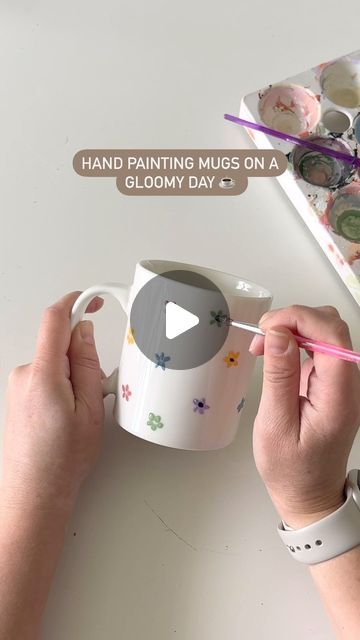 Katie Bookser on Instagram: "Try this for your next girls’ night craft activity!  ☕️ Paint designs using acrylic paint ☕️ Place mug in a cold oven and let it warm up to 350F ☕️ Once the timer goes off, let it cool in the oven ☕️ Hand wash only and it lasts for years!   #handpainted #mugpainting #craftnight #girlsnightin #craftideas #craftactivities #diymug #easycrafts" How To Paint Mugs, Hand Painted Mug Designs, Paint On Mugs Diy, Paint Your Own Mug Designs, Painting Mugs Diy Acrylic, Fall Girls Night Crafts, Easy Mug Painting Ideas, Diy Mug Painting, Paint On Mug