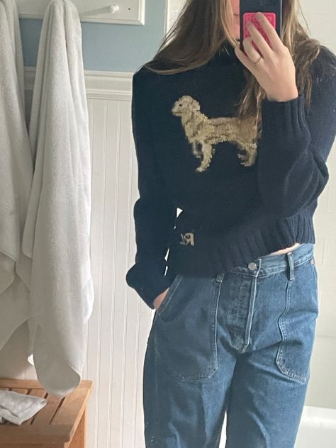 Golden retriever dog sweater Golden Retriever Sweater, Ralph Lauren Style, Dogs Golden Retriever, Retriever Dog, Dog Sweater, Golden Retriever, Personal Style, Ralph Lauren, My Style