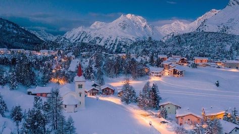 *🇨🇭 Cold morning blue hour (Switzerland) by Roberto Sysa Moiola (@robertomoiolaphotography) • Instagram ❄️🏙 Dec-18-2021 La Mecca, Snowy Woods, Alpine Village, Winter Szenen, St Moritz, Winter Sun, Christmas Travel, Beautiful Castles, Scotland Travel