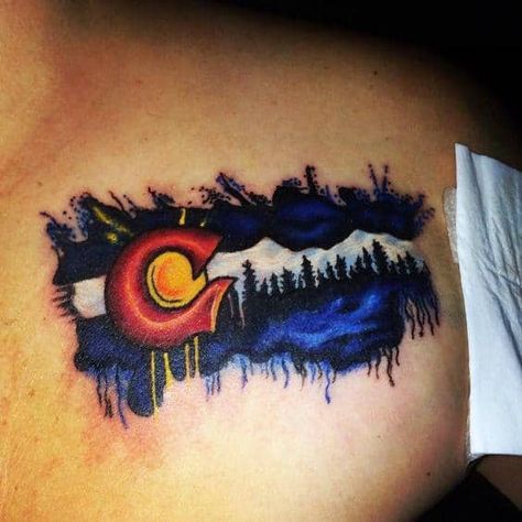 Colorado Flag Tattoo Ideas, Colorado Tattoo Ideas, Colorado Tattoos, St Tattoo, Tattoo License, Deer Tattoos, Colorado Tattoo, Pueblo Colorado, Colorado Art