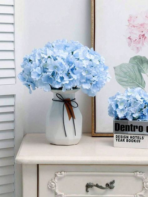 Blue  Collar     Embellished   Home Decor Baby Blue Decor, Blue Flowers Decor, Florida Bedroom, Hydrangeas Flowers, Blue Wedding Centerpieces, Home Decoration Wedding, Fake Hydrangeas, Flower Bedroom, Artificial Hydrangeas