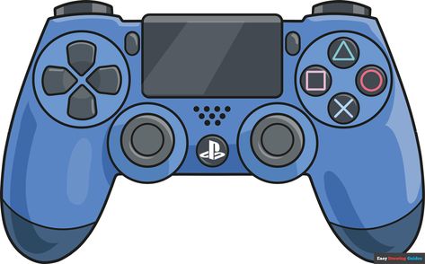 Remote Control Drawing, Control Drawing, Controller Drawing, Control Ps4, Bounce House Birthday, Cartoon Drawing Tutorial, Playstation Controller, Easy Drawing Tutorial, Blue Camouflage