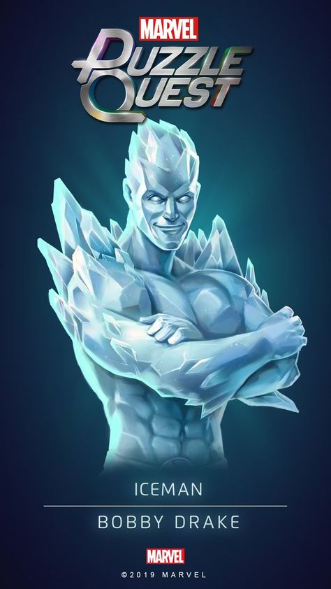 ICEMAN (Bobby DRAKE) | 5 Stars | Profile Face | Marvel PUZZLE QUEST Marvel Puzzle Quest Art, Iceman Marvel, Bobby Drake, Marvel Puzzle Quest, Puzzle Quest, Marvel Puzzle, Marvel Cards, Marvel Comics Superheroes, Marvel Characters Art