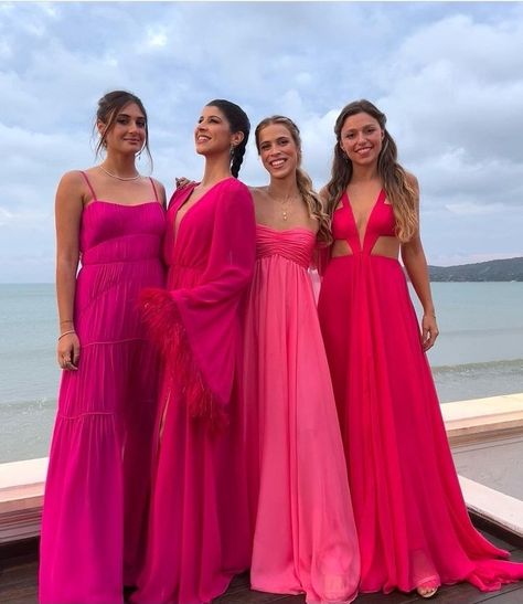 Berry Pink Bridesmaid Dresses, Colorful Bridesmaids, Raspberry Bridesmaid Dresses, Hot Pink Bridesmaid Dresses, Spring Bridesmaid Dresses, February Wedding, Engagement Inspo, Wedding Vision, Pink Bridesmaid Dresses