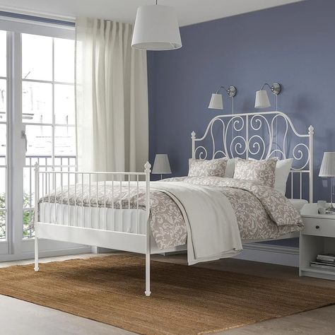 Ikea Leirvik, Leirvik Bed, Bed Ikea, High Headboard, Metal Bed, Bed Slats, Beds & Bed Frames, Bed Base, Bed Frames