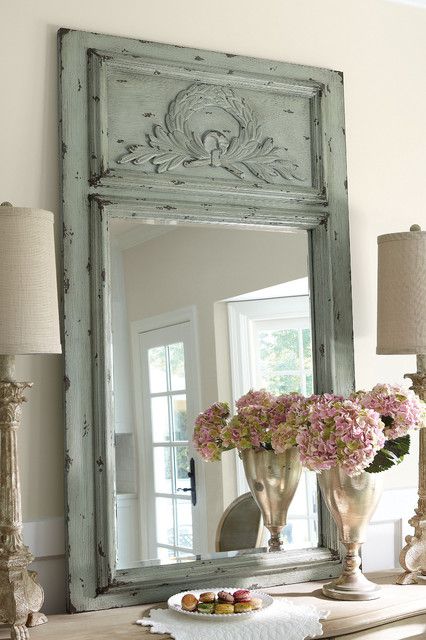 Mirror Above Fireplace, French Country Rug, Trumeau Mirror, French Country Bedrooms, French Mirror, Shabby Chic Dresser, Fireplace Mirror, Ranch Style Home, Country Bedroom