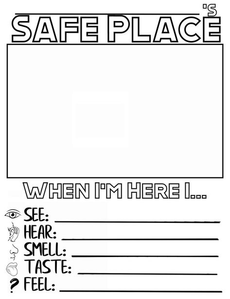 Safe Place Activity, Building My Safe Space Worksheet, Building My Safe Place Worksheet, Mental Health Coloring Pages For Kids, Safe Place Worksheet, Children Mental Health, Mental Health Coloring Pages, Place Worksheet, Play Therapy Activities