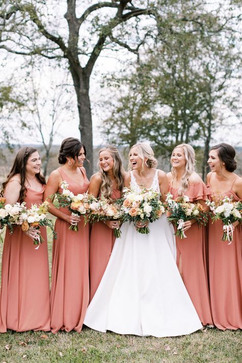 Rusty Rose Wedding, Mai Tai Bridesmaid Dresses, Pink Fall Bridesmaid Dresses, Rusty Rose Bridesmaid Dress, Spring Wedding Ideas Colors Bridesmaid Dresses, Dusty Peach Bridesmaid Dresses, Peach Wedding Theme Bridesmaid Dress, Dusty Salmon Bridesmaid Dresses, Sunset Peach Bridesmaid Dresses