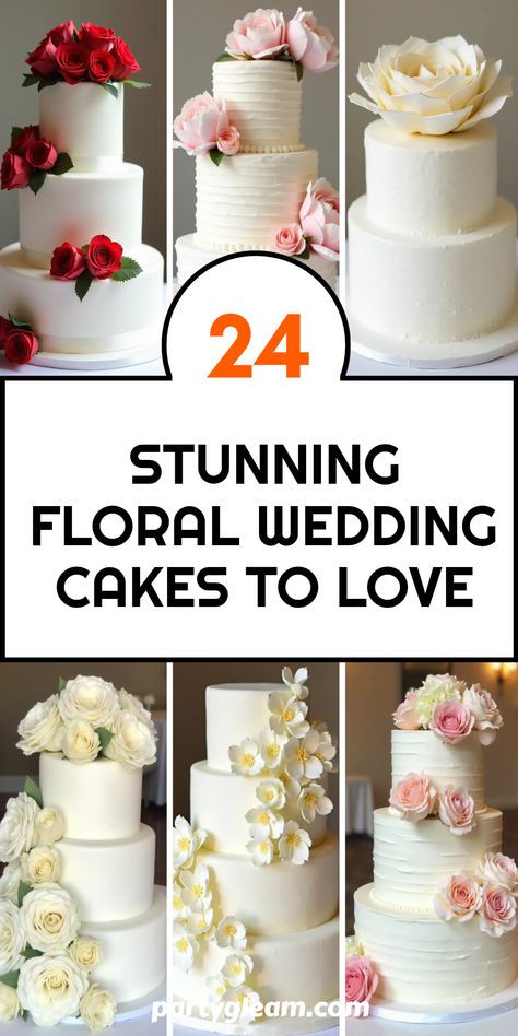 24 stunning floral wedding cakes to inspire your big day! From simple elegance with delicate roses to vibrant white cakes adorned with peonies, each cake tells a beautiful story. Enjoy the charm of smooth buttercream designs accentuated with ivory flowers, classic cakes blooming with hydrangeas, and minimalistic takes that shine with white roses. No matter your style, these cakes will elevate your celebration and delight your guests. Discover your perfect wedding cake style packed with creativity and floral accents thatныfresh and extraordinary! Wedding Cakes Decorated With Fresh Flowers, White Cakes With Flowers, Two Tier Wedding Cake With Fresh Flowers, Simple Wedding Cakes 2 Tier, Simple Wedding Cake 1 Tier Fresh Flowers, Cakes With Real Flowers, Smooth Wedding Cake With Flowers, 2 Tier Wedding Cake Textured, Stunning Wedding Cakes