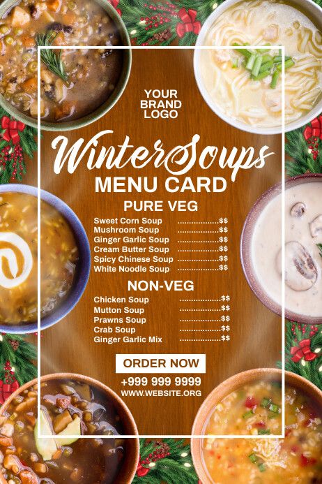 Soup Menu Design, Soup Poster, Soup Menu, Prawn Soup, Restaurant Flyers, Sweet Corn Soup, Winter Soup, Crab Soup, Poster Template Free