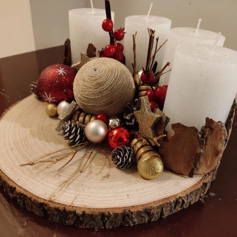 Advent wreath with 4 candles on a piece of wood Advent Wreath, Advent, Wreath, Candles, Wood