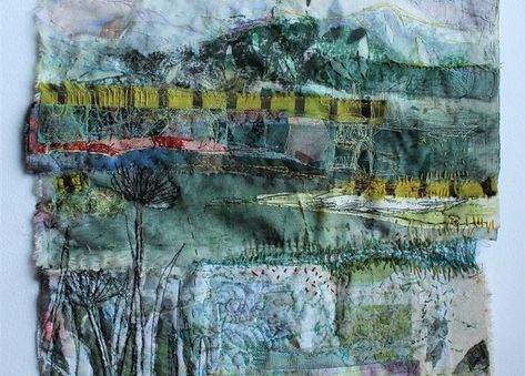 Cas Holmes, Kunst Collages, Collage Landscape, Tea Bag Art, Landscape Art Quilts, Single Mum, Textile Art Embroidery, Fiber Artist, Free Motion Embroidery