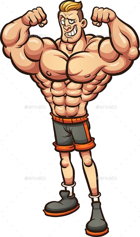 Strong man with skinny legs. Vector clip art illustration with simple gradients. All in a single layer. EPS10 file included. Anime Strong Man, Strong Man Illustration, Strong Man Drawing, Muscle Man Illustration, Muscle Character, Muscle Cartoon, Hulk Character, Strongest Man, Man Clipart