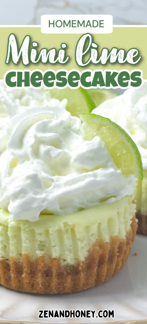 Make these cute mini key lime cheesecakes that are full of key lime flavor, but are also sweet, creamy and extremely delicious. Super easy to make using a muffin pan and muffin paper liners. These Mini Key Lime Cheesecakes makes the perfect dessert for Easter or any special occasion or any time of the year. Key Lime Muffins, Key Lime Cheesecake Bites, Key Lime Pie Recipe Mini, Key Lime Mini Cheesecakes, Key Lime Cheesecake Cups, Mini Lime Cheesecakes, Mini Key Lime Cheesecakes, No Bake Key Lime Cheesecake Cups, Keylime Cheesecake Cupcakes