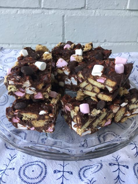 No-Bake Rocky Road Best Rocky Road Recipe, Easy Rocky Road Recipe, Rocky Road Cake, Rocky Road Recipe, Fridge Cake, Chocolate Biscuits, Holiday Dessert Recipes, Digestive Biscuits, Chocolate Delight