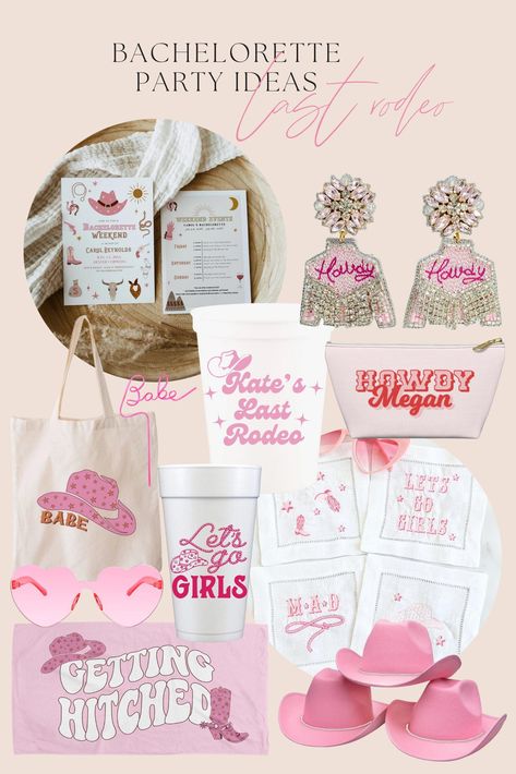 Last Rodeo Decorations, Bachelorette Party Ideas Pink, Last Rodeo Bachelorette Party Decor, Bachelorette Cricut, Bachelorette Party Last Rodeo, Nashty Bachelorette, Last Rodeo Bachelorette Party, Bachelorette Goodie Bags, Rodeo Bachelorette Party