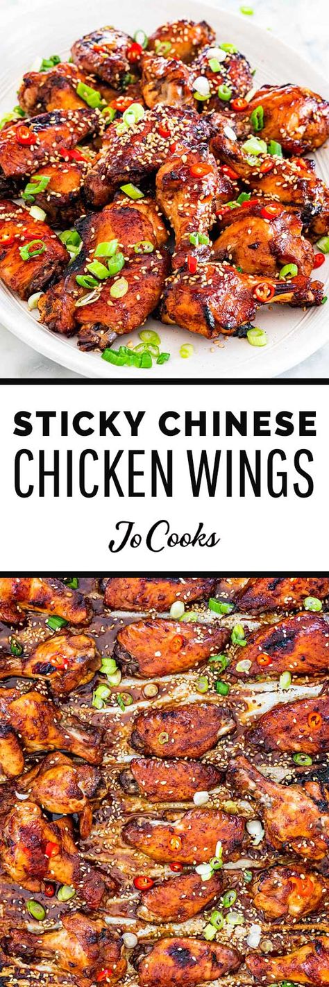 Sticky Chinese Chicken Wings Sticky Chinese Chicken, Sticky Honey Garlic Chicken, Chicken Nibbles, Chinese Chicken Wings, Chicken Wing Marinade, Sticky Chicken Wings, Toasted Sesame Oil, Garlic Honey, Chinese Cooking Wine