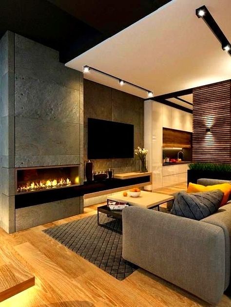 Entertainment Room Design, Elegant Living Room Design, Room With Fireplace, Living Room Decor Fireplace, Contemporary Fireplace, Design Room, Living Room Design Decor, Home Fireplace, Interior Modern