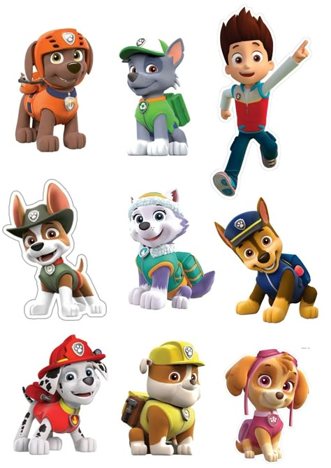 Paw Patrol All Characters, Paw Patrol Pictures Image, Paw Patrol Stickers Printable, Paw Patrol Stickers Free Printable, Paw Patrol Images Free Printable, Paw Patrol Characters Printable, Pow Patrol Cakes, Paw Patrol Cake Topper Free Printable, Paw Patrol Personajes