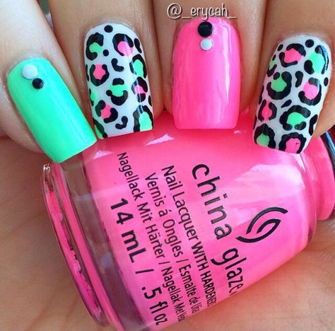 Neon Cheetah Nails, Summer Leopard Nails, Neon Leopard Nails, Shorts Nails, Summer Nails Neon, Character Nails, Cheetah Nail Designs, Animal Print Nails Art, Neon Green Nails