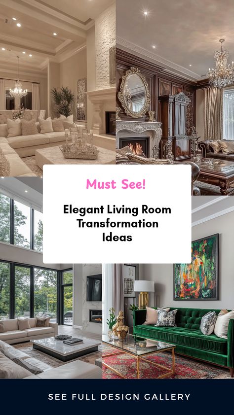 Transform your living room into a stylish and luxurious retreat with these clever ideas. Whether you're looking for inspiration to completely redesign or want to enhance your current setup, our luxury living room ideas provide options that match every taste. Discover how to use rich colors, opulent fabrics, and functional décor to create an inviting and comfortable space. From modern minimalism to timeless classic looks, you'll find tips to craft the living area of your dreams that will impress your guests and provide a cozy space to relax. Luxury Living Room Ideas, Eclectic Living Room Design, Industrial Living Room Design, Art Deco Living, Living Room Transformation, Cozy Living Room Design, Art Deco Living Room, Comfortable Space, Industrial Living