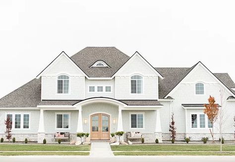 EXTERIORS | Custom Home Builder | Clark & Co. Homes | Boise Idaho White House With White Windows, House With White Windows, House With Front Porch, Emily Clark, Floor Plan Layout, Cottage Plan, White Windows, Boise Idaho, Exterior House