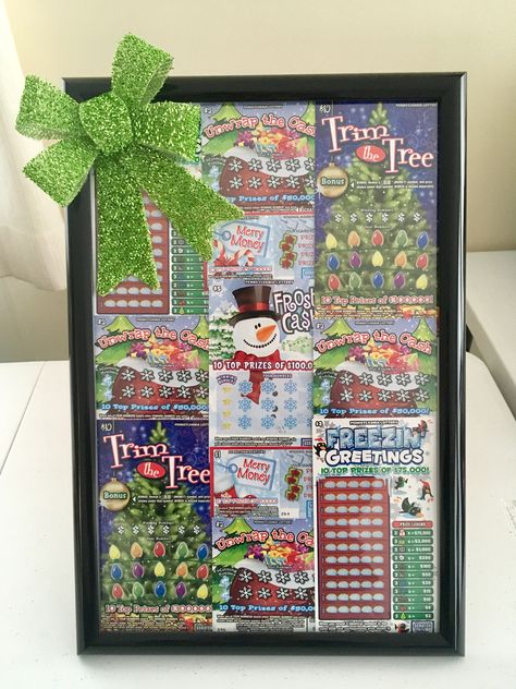 Pennsylvania Lottery Tickets in picture frame for gift or Chinese Auction item. Lottery Ticket Gift, White Elephant Christmas, White Elephant Gift Ideas, Elephant Gift Ideas, Best White Elephant Gifts, Raffle Basket, Raffle Baskets, Creative Money Gifts, Christmas Gift Exchange