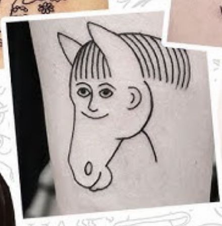 Meme Doodle Tattoo, Small Funny Tattoo Ideas, Orthodox Tattoos, Meaningless Tattoos, Silly Little Tattoos, Silly Tattoo Ideas, Emma Tattoo, Silly Tattoos, Dumbest Tattoos