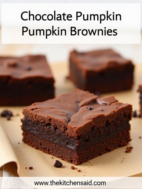 The Kitchens Aid Recipe - Decadent Chocolate Pumpkin Brownies You Need to Try Pumpkin Easy, Pumpkin Brownies, Breakfast Appetizers, Shortbread Bars, Chocolate Pumpkin, Pumpkin Roll, Frozen Chocolate, Spiced Pumpkin, Brownies Recipe