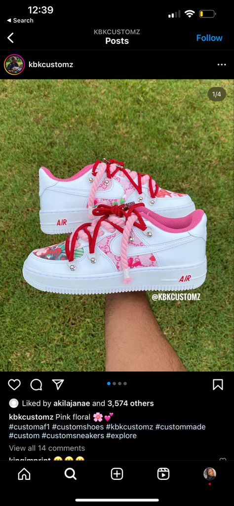 Custom Pink Air Force 1, Custom Air Force 1 Diy, Pink Custom Air Force, Airforce Custom, Harajuku Shoes, Shoe Business, Custom Sneakers Diy, Crocs Fashion, Custom Af1