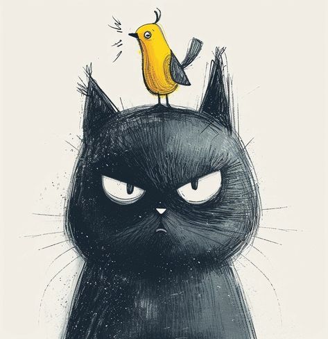 Angry Cat Illustration, Angry Cat Drawing, Angry Cat Art, Annoyed Cat, Animals Illustration, Cat Illustrations, Creatures Art, Cute Animal Illustration, Face Illustration