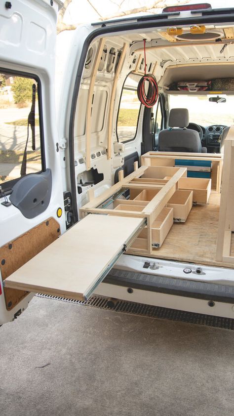 Campervan Storage Ideas, Custom Van Interior, Berlingo Camper, Small Camper Vans, Kangoo Camper, Minivan Camper Conversion, Caddy Van, Custom Camper Vans, Caddy Maxi