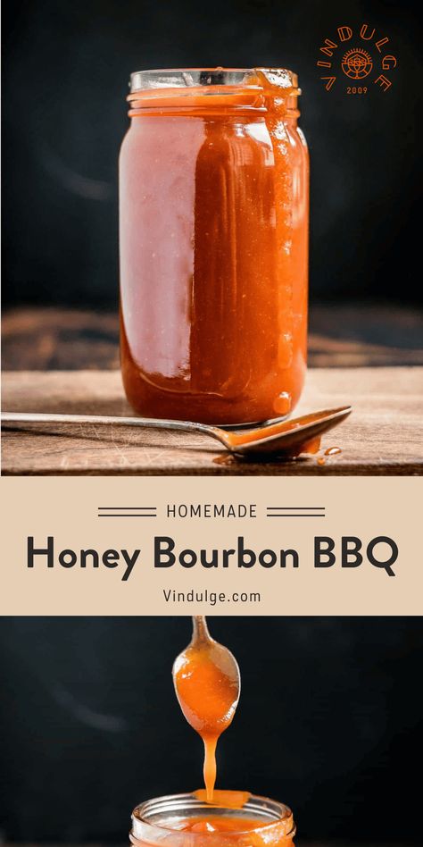 A homemade Honey Bourbon Barbecue Sauce recipe that has smoky flavor and a touch of sweet with honey versus brown sugar. Perfect BBQ Sauce for chicken wings or pork ribs! Bbq Sauce For Wings, Bbq Sauce For Chicken, Sauce For Chicken Wings, Homemade Honey Bbq Sauce, Bourbon Barbecue Sauce Recipe, Bourbon Bbq Sauce Recipe, Honey Bbq Sauce Recipe, Bourbon Bbq Sauce, Homemade Barbecue Sauce Recipe