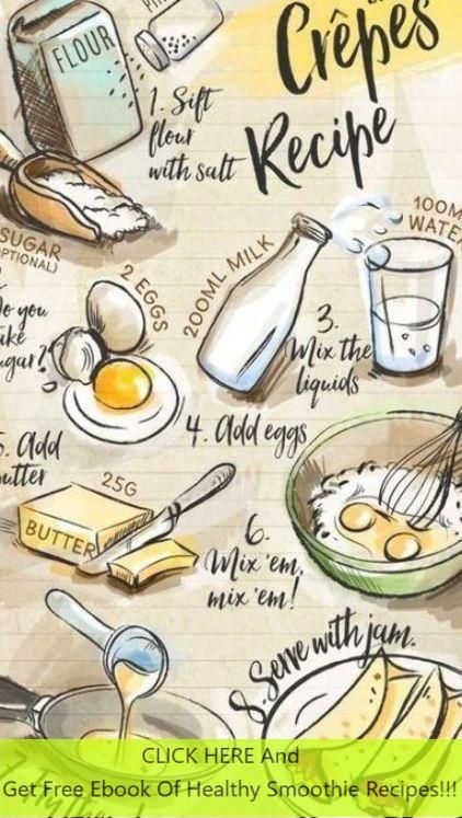 Ideas Drawing Illustration Illustrated Recipe🍊 Recipe Infographic, Illustration Food Art, Crepes Party, Homemade Recipe Books, Recipe Book Design, Easy Crepe Recipe, Kitchen Witch Recipes, Crepe Recipe, Illustrated Recipe