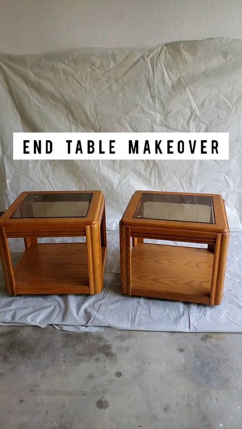 precious.pieces_by_karina on Instagram: These dated 80s oak end tables received a major upgrade!! Tons of work but so worth it . They've found a new loving home 🏡 Follow me for… Painting Front Porch, Oak End Tables, Diy Furniture Flip, Revamp Furniture, Refinishing Furniture Diy, Painting Concrete Porch, Diy Furniture Renovation, Furniture Rehab, Concrete Porch