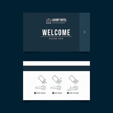 Hotel Room Key Card Design, Hotel Key Card Design, Hotel Welcome Card, Key Card Design, Chalkboard Arrow, Hotel Key Cards, Card Template Free, Hotel Entrance, Welcome Card