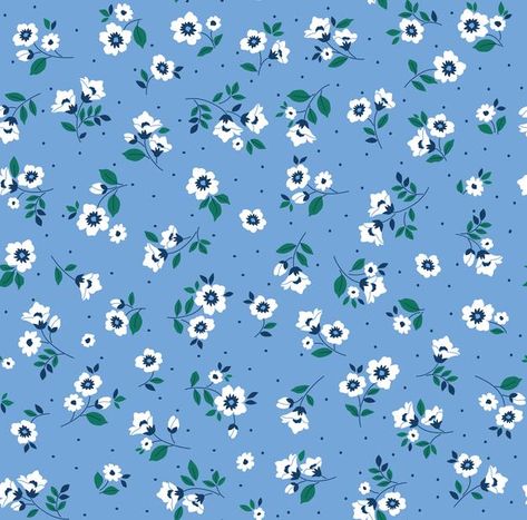 Small Flower Pattern Design, White Flowers Blue Background, Floral Pattern Illustration, Small Flower Pattern, Vintage Wallpaper Patterns, Rose Embroidery Designs, Background Cute, Patterns Art, Background Flower