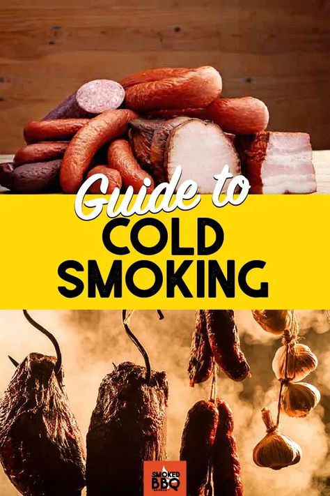 Cold smoking is a way to preserve and adds a distinctive smokey flavor to meat. Learning how to cold smoke opens up a world of flavor possibilities. Cold smoking takes precision and care so it's important to learn how to do it safely. Smoker Cooking Times, Smokehouse Plans, Smoker Diy, Cold Smoker, Curing Meat, Salami Recipes, Slow Cooked Pulled Pork, Bbq Pork Ribs, Sausage Making