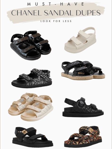 Black Chanel Sandals Outfit, Chanel Tweed Sandals, Chanel Sandals 2023, Chanel Sandals Outfit Summer, Chanel Slides Sandals, Dad Sandals Outfit Women, Chanel Sandals Outfit, Chanel Dad Sandals Outfit, Old Money Sandals