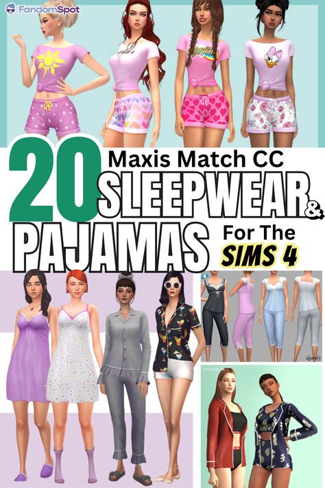 From night gowns to cute summer sleepwear attire to big fluffy PJs, this listicle offers custom TS4 CC for any kind of sleepwear your Sims might need. All Maxis-Match too! Sims 4 Cc Maxis Match Pjs, Sims 4 Maxismatch Cc, Sims 4 Sleep Wear Cc, Sims 4 Cc Pjamas, Sims 4 Sleep Cc, Maxis Match Sleepwear, Sims 4 Nightgown Cc, Sims 4 Cc Sleepwear Female, Sims 4 Cc Pajamas Maxis Match