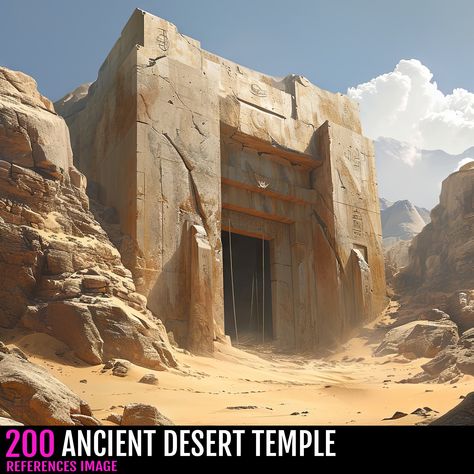 ArtStation - 200 ANCIENT DESERT TEMPLE / 4K, ¥¥ Isabelle ¥¥ Desert Temple Fantasy Art, Ancient Temple Concept Art, Desert Concept Art, Lethal Company, Desert Temple, Environment Painting, Temple Ruins, Concept Ideas, Shapes And Colors