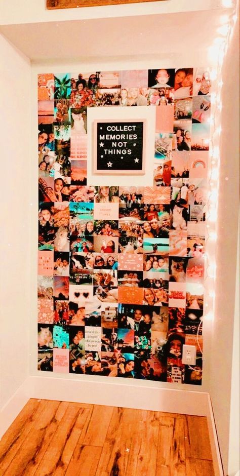 College Apartment Room Ideas, Diy Photo Collage Wall, Photo Walls Bedroom, Teen Room Designs, Board Sayings, Picture Wall Bedroom, Travel Wall Decor, Diy Room Decor For Teens, Photo Wall Decor