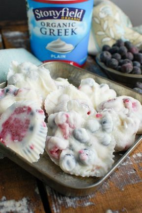 Greek Yogurt Bites, Frozen Fruit Snacks, Fruit And Honey, Bypass Recipes, Snacks Diy, Desserts For Kids, Frozen Yogurt Bites, Frozen Greek Yogurt, Yogurt Snacks