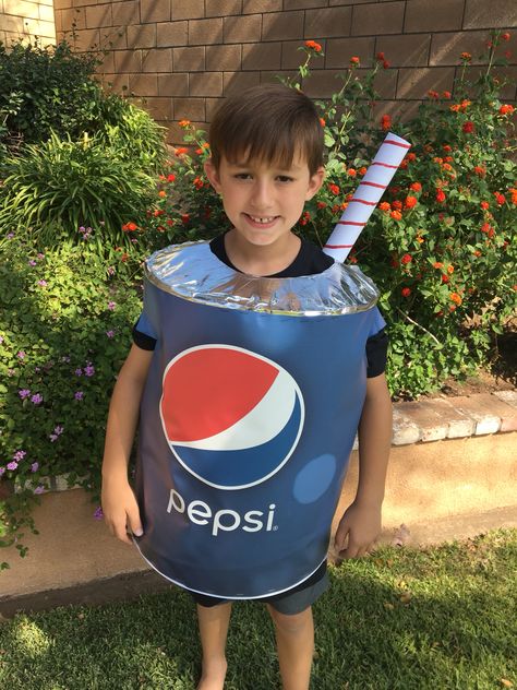 Soda can costume Soda Pop Halloween Costumes, Soda Costume Diy, Soda Can Costume Diy, Soda Halloween Costumes, Pepsi Costume, Soda Can Costume, Soda Costume, Church Valentines, Fancy Dress Competition