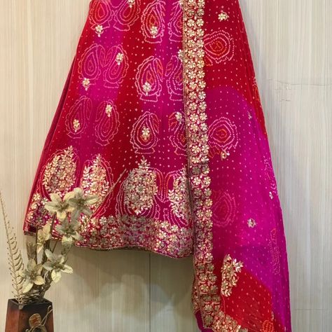 Pure georgette bandhej lehenga with hand gottapatti work kardana and aari work on it all price range is 18500/- Bandhej Lehenga, Baby Clothes Organization, Aari Work, Price Range, Desi Fashion, Indian Designer Wear, Bridal Lehenga, Designer Wear, Lehenga