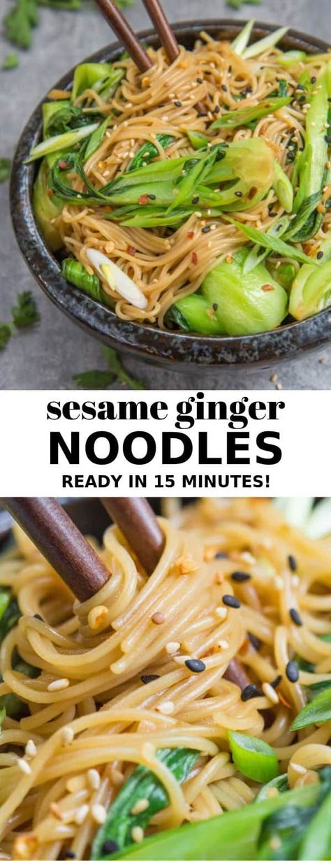 Need a quick and easy dinner recipe? These sesame ginger noodles are ready in 15 minutes for a healthy dinner that is naturally vegan and gluten-free! #noodles #healthyrecipe #easydinner Ginger Noodles, Free Noodles, Dinner Videos, Health Lunch, Chicken Health, Healthy Pasta, Sesame Ginger, Chicken Healthy, Healthy Breakfast Smoothies