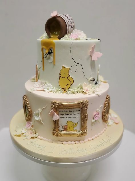 Winnie the Pooh, Tigger, vintage Pooh, baby shower cake, vintage prints, honeypot, custom cake, edible images, bees, butterflies Pooh Baby Shower Cake, Vintage Winnie The Pooh Cake Ideas, Vintage Winnie The Pooh Cake, Gender Reveal Cake Winnie The Pooh, Classic Winnie The Pooh Cake, Winnie The Pooh Cakes, Eeyore Cake, Winnie The Pooh Baby Shower Cake Girl, Vintage Winnie The Pooh Baby Shower Cake