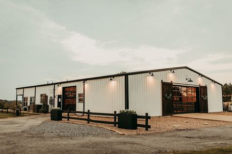 Metal Building Event Space, Homestead Wedding Venues, Metal Wedding Venue Building, Wedding Venue Ideas Modern, Farm Venue Ideas, Opening An Event Venue Spaces, Barn For Events, Building A Wedding Venue Business, Barndominium Wedding Venue Ideas