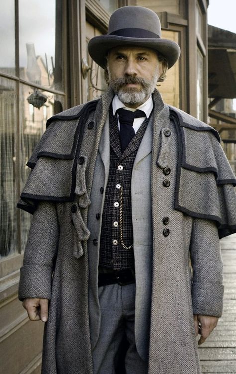 ... and this is my horse 'Fritz' Django Unchained Christoph Waltz, Django Unchained Dr Schultz, Django Unchained Costume, Christoph Waltz Django, Heavy Outfit, King Schultz, Inverness Coat, Boss Coat, Dr King